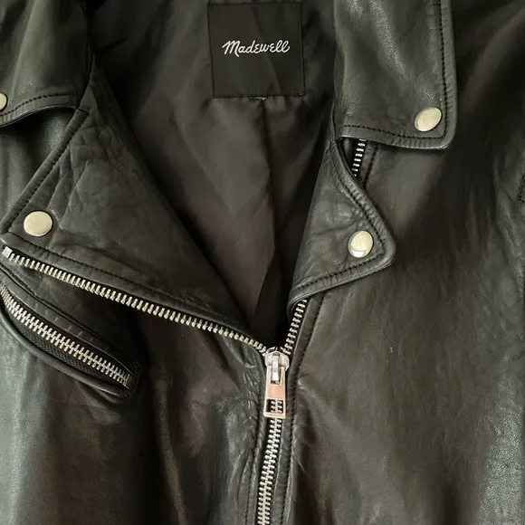 Madewell Black Leather Moto Jacket XXL - Picture 2 of 6